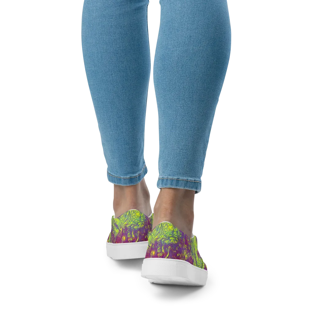 Neon Eruption on Women's Slip-On Canvas Shoes — Back