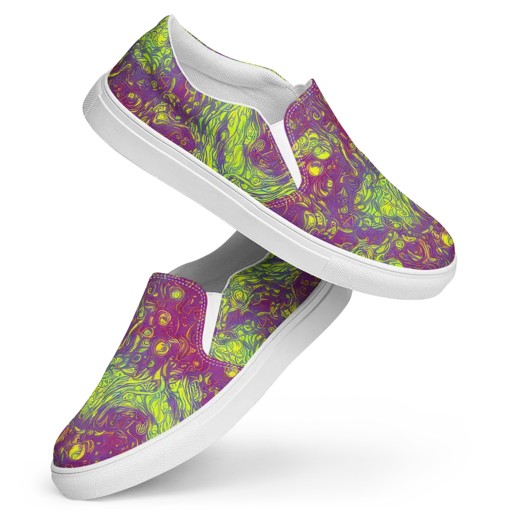 Neon Eruption on Women's Slip-On Canvas Shoes — Front