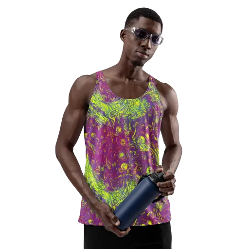 Neon Eruption on a Men's Tank Top