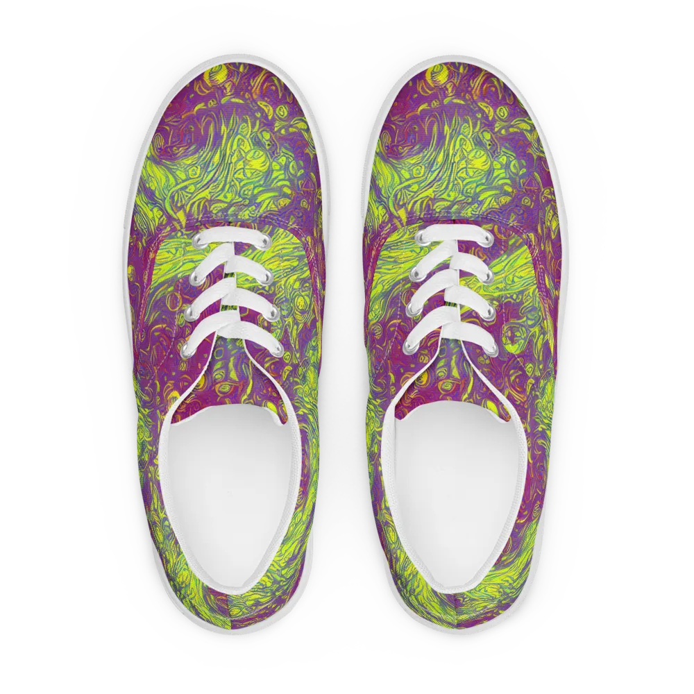 Neon Eruption on Men's Lace-Up Canvas Shoes — Front
