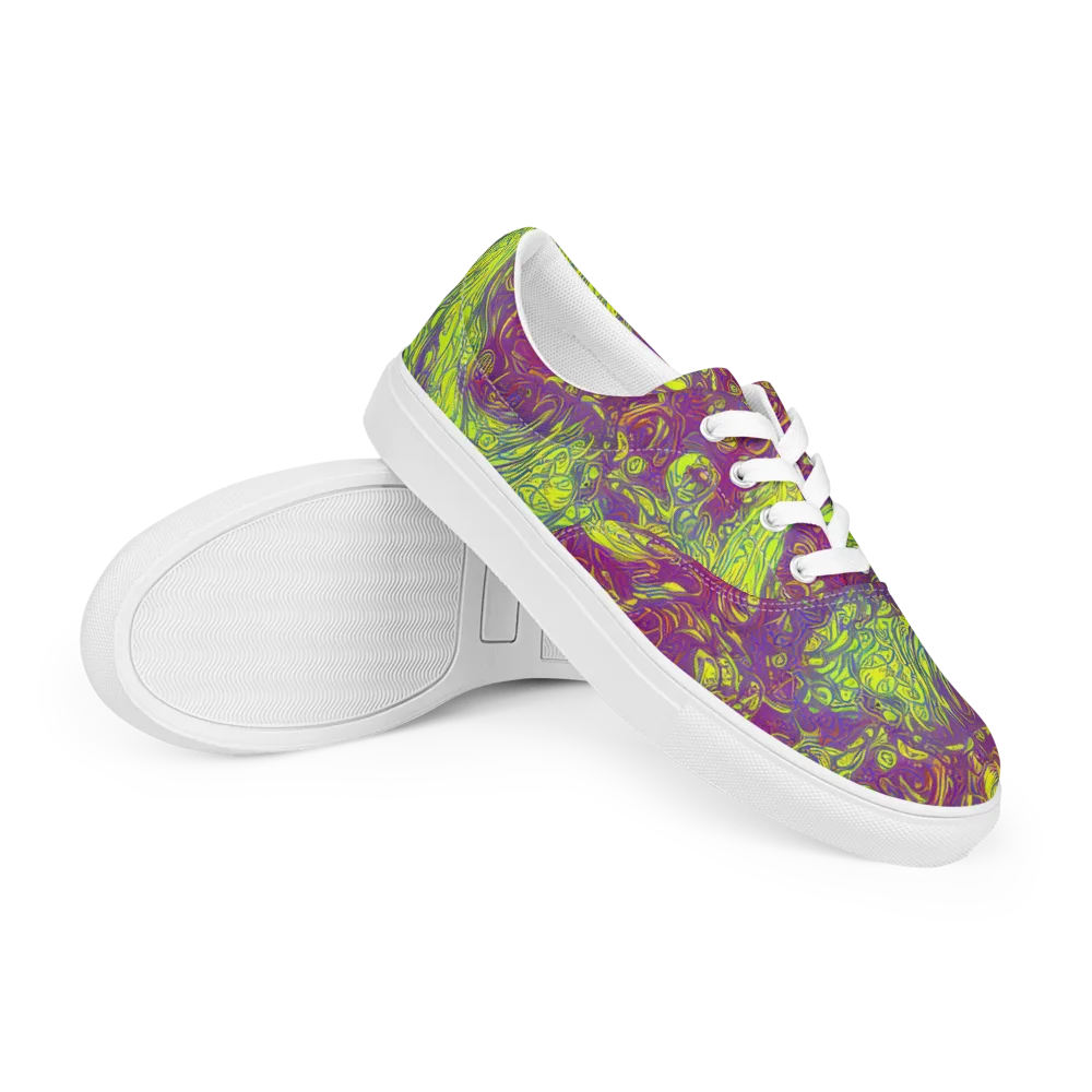 Neon Eruption on Men's Lace-Up Canvas Shoes — Right Front