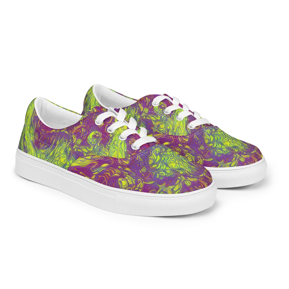 Neon Eruption on Men's Lace-Up Canvas Shoes — Right Front