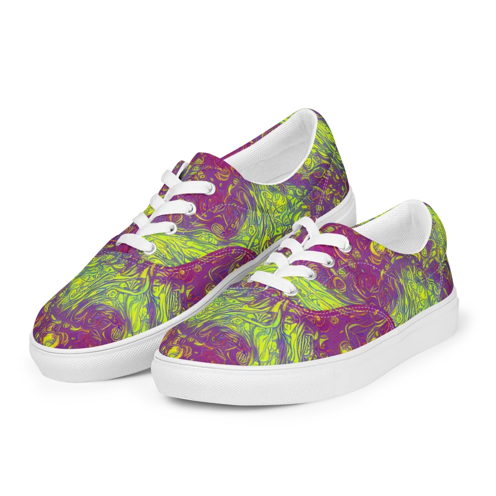 Neon Eruption on Men's Lace-Up Canvas Shoes — Left Front