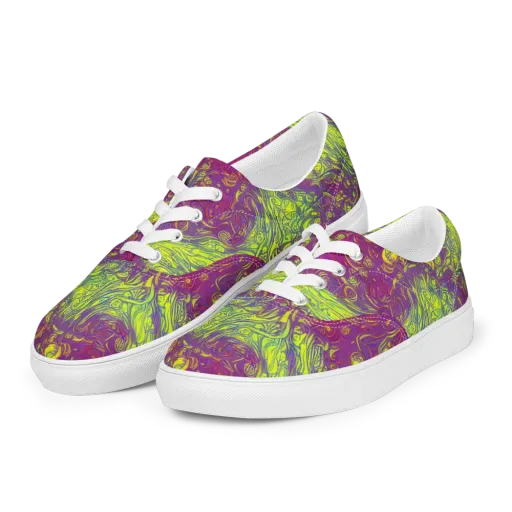 Neon Eruption on a Men's Lace-Up Canvas Shoes