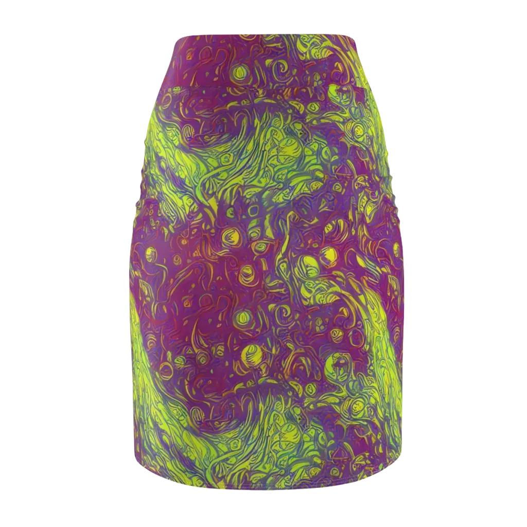 Neon Eruption on Pencil Skirt — Back