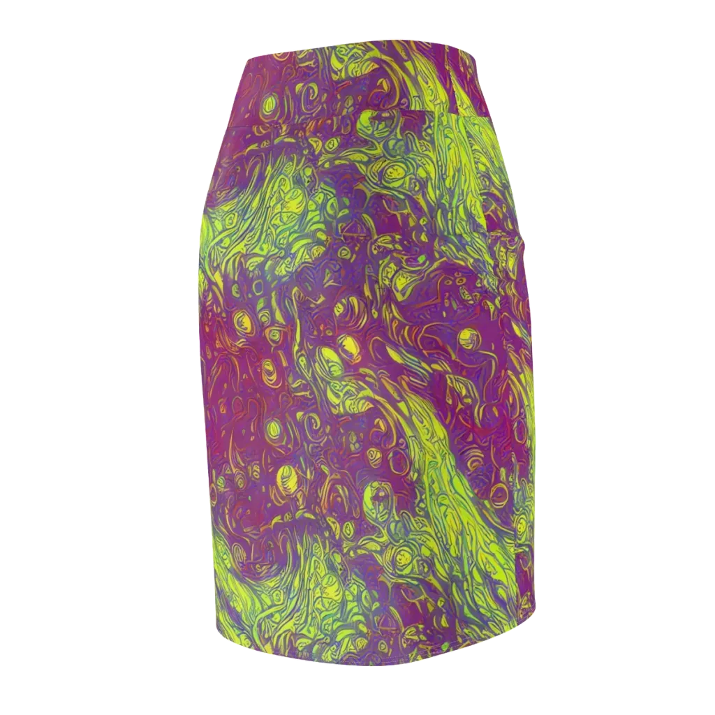 Neon Eruption on Pencil Skirt — Back Side
