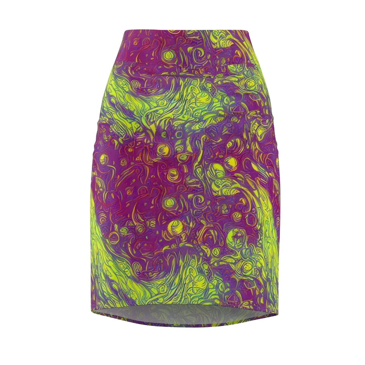 Neon Eruption on Pencil Skirt — Front