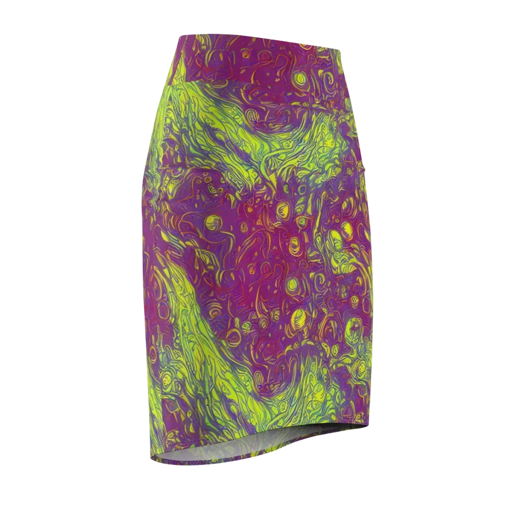 Neon Eruption on Pencil Skirt — Front Side