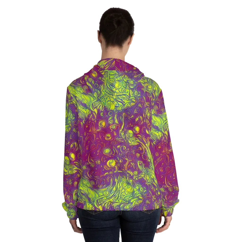 Neon Eruption on Women's Full-Zip Hoodie — Back On Person