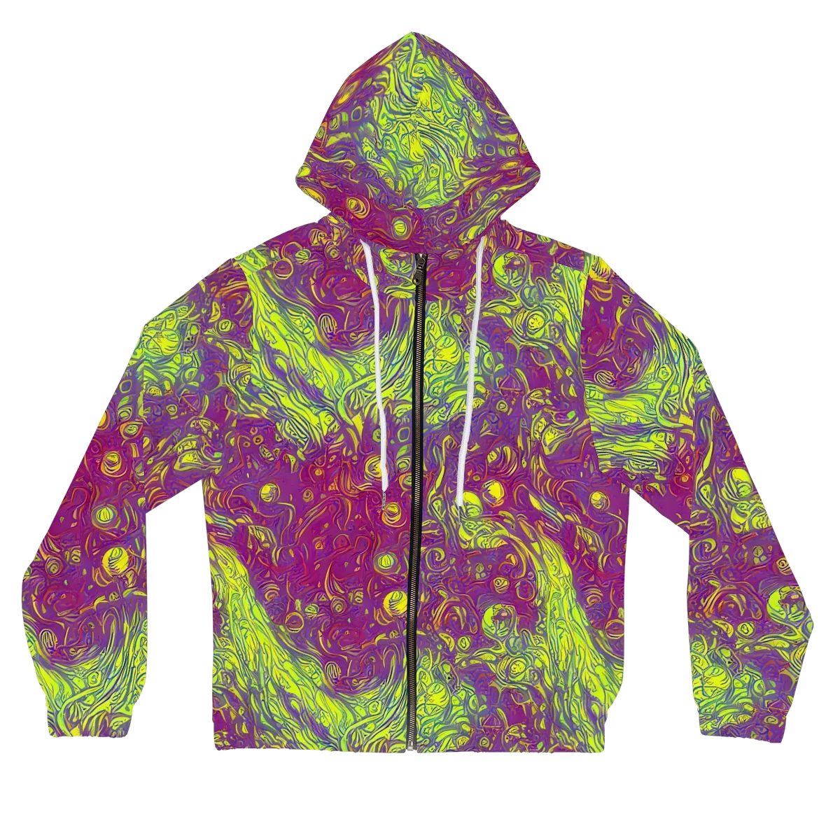 Neon Eruption on Women's Full-Zip Hoodie — Front