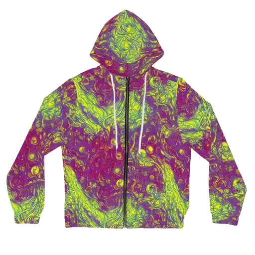 Neon Eruption on a Women's Full-Zip Hoodie