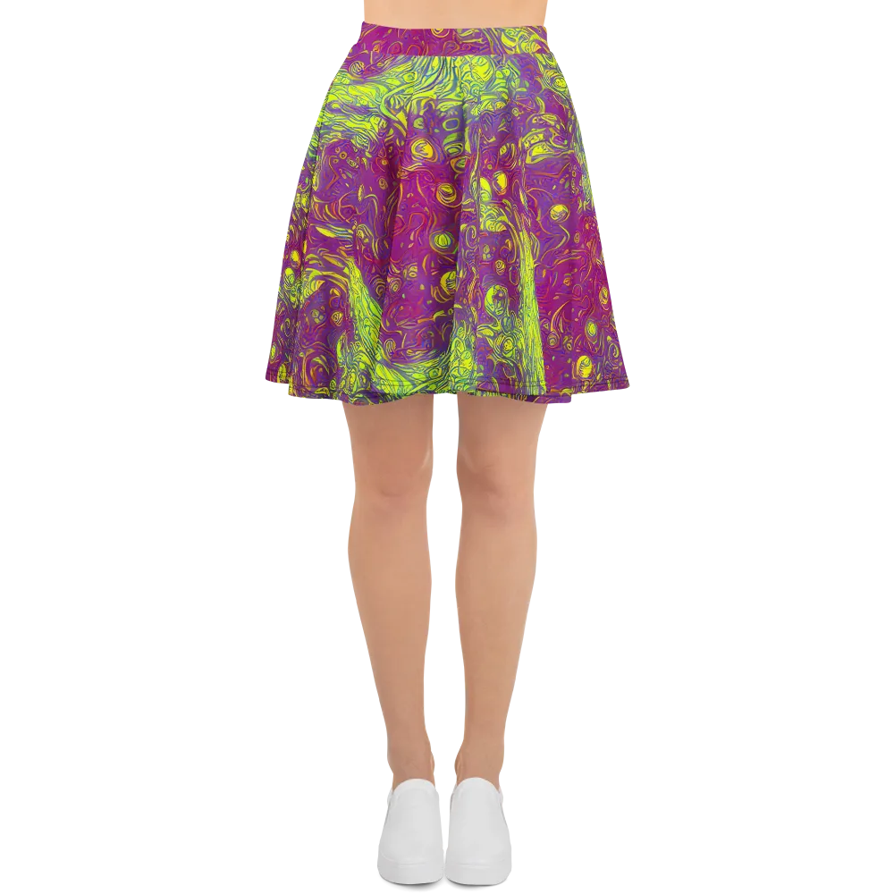 Neon Eruption on Skater Skirt — Front