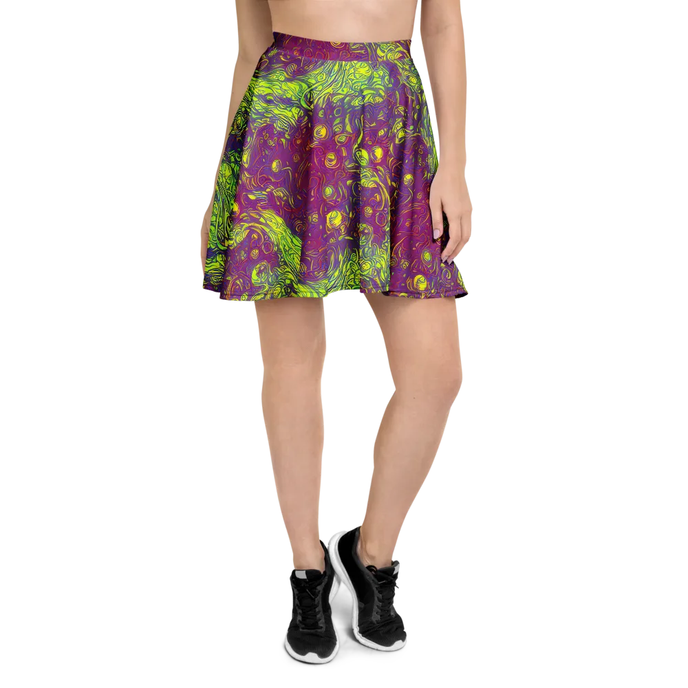 Neon Eruption on Skater Skirt — Front