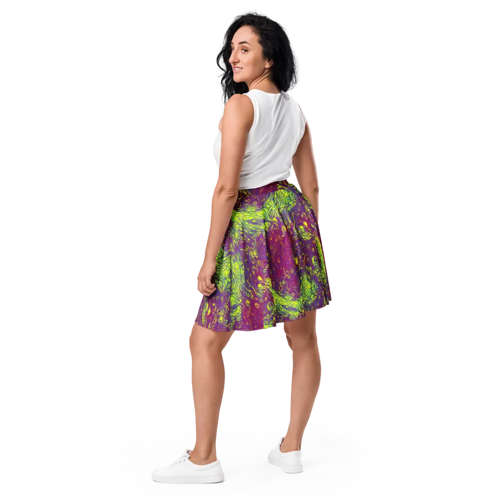 Neon Eruption on Skater Skirt — Back