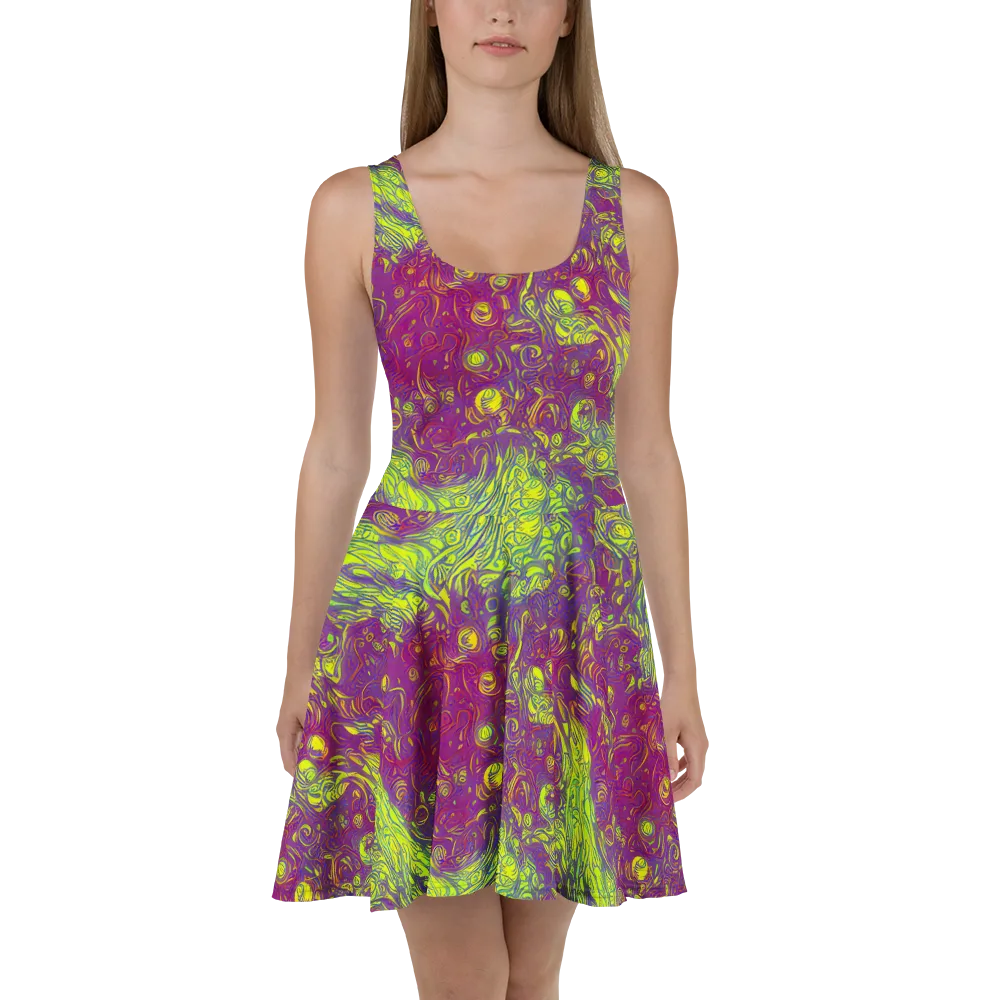 Neon Eruption on Skater Dress — Front