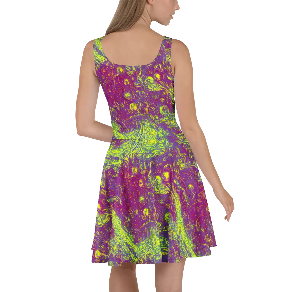 Neon Eruption on Skater Dress — Back