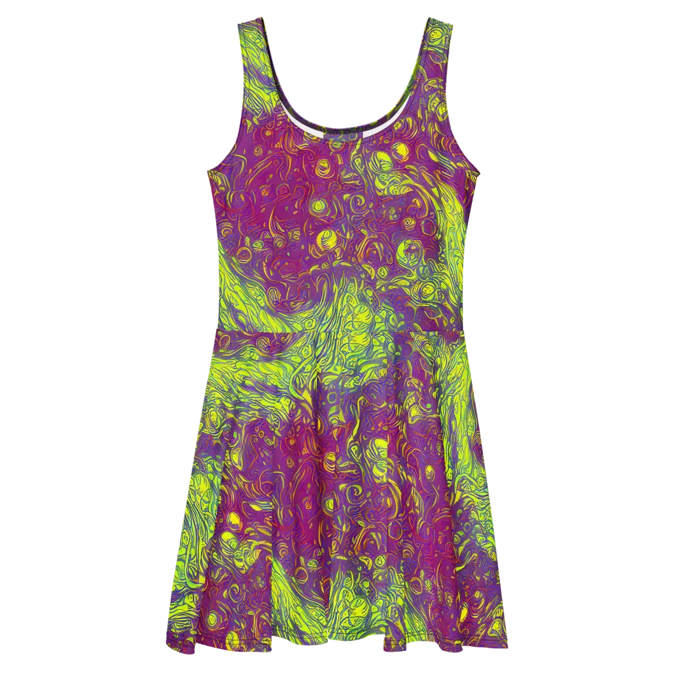 Neon Eruption on Skater Dress — Front