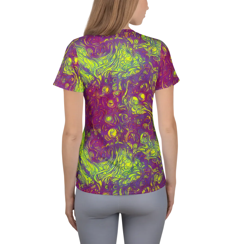 Neon Eruption on Women's Athletic T-Shirt — Back