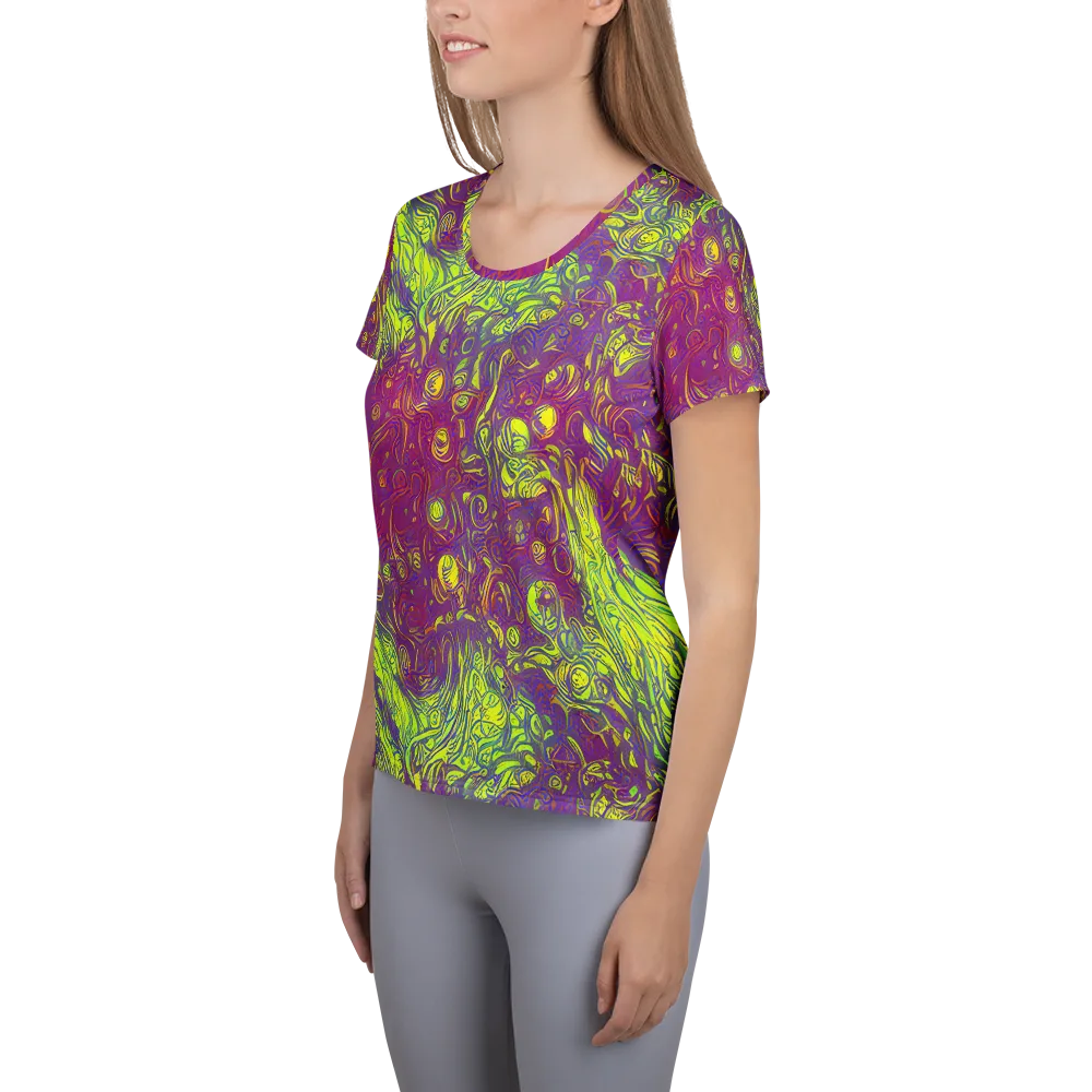 Neon Eruption on Women's Athletic T-Shirt — Left