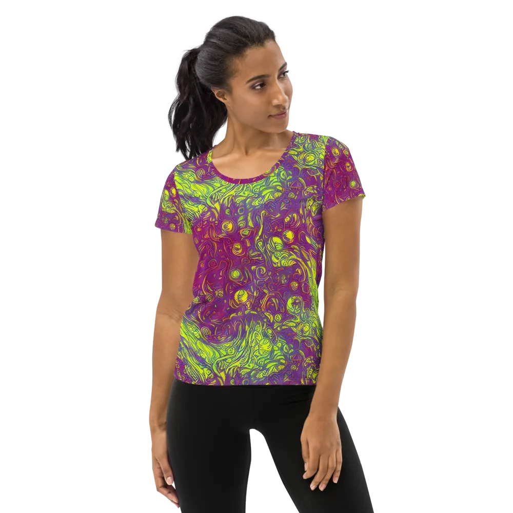 Neon Eruption on Women's Athletic T-Shirt — Front