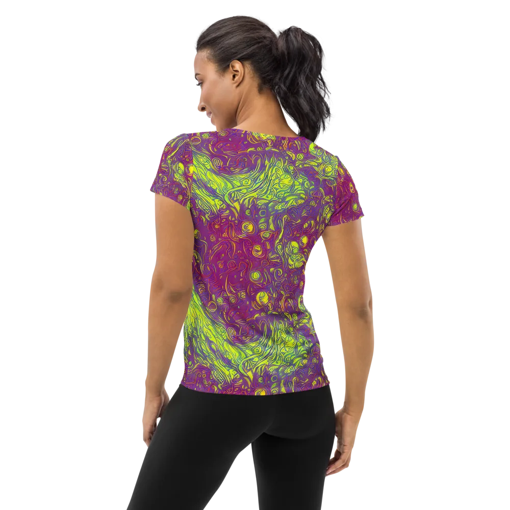 Neon Eruption on Women's Athletic T-Shirt — Back
