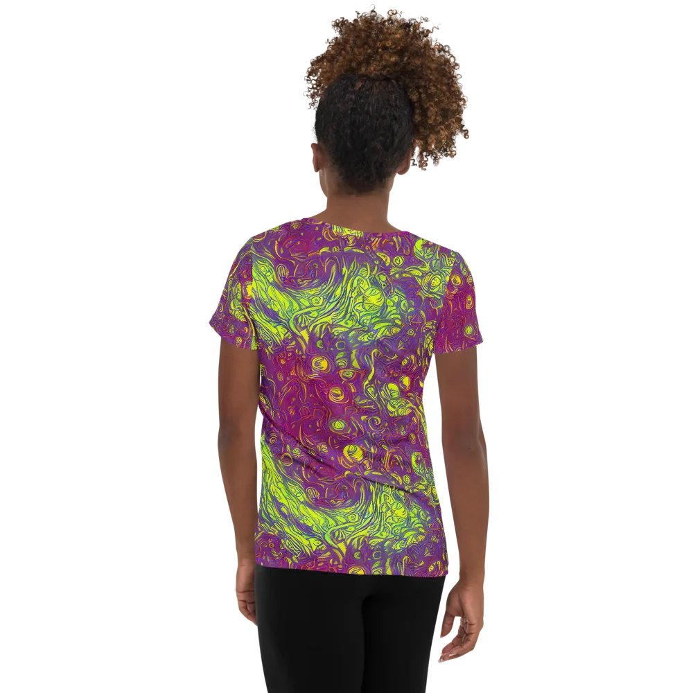 Neon Eruption on Women's Athletic T-Shirt — Back