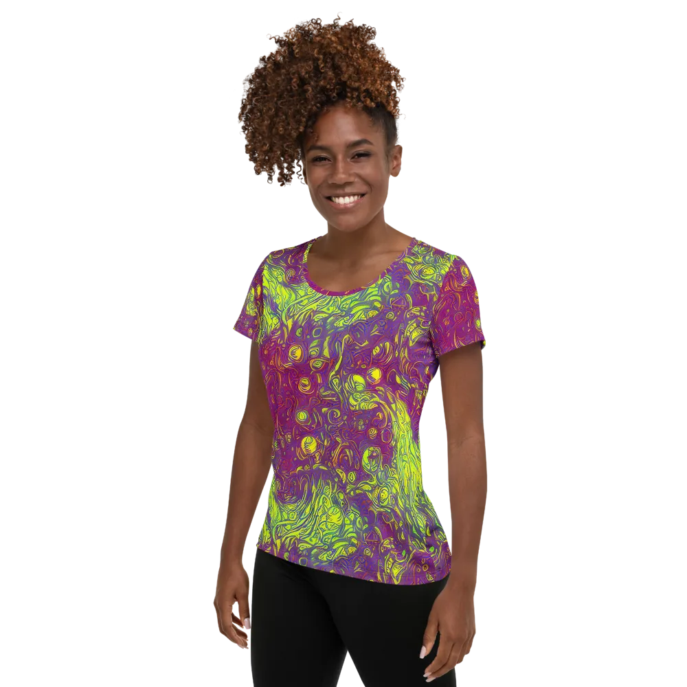 Neon Eruption on Women's Athletic T-Shirt — Left