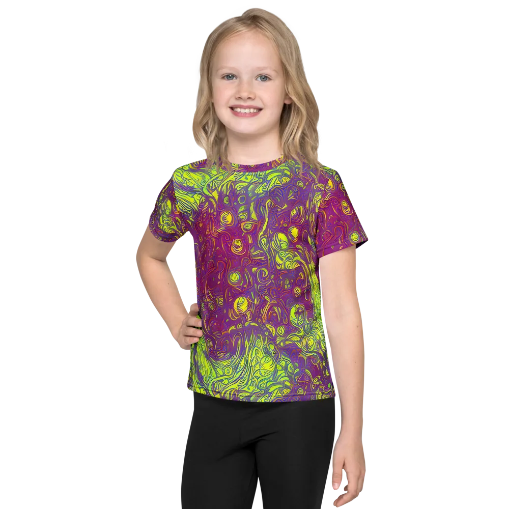 Neon Eruption on Kids Crew Neck T-Shirt — Front
