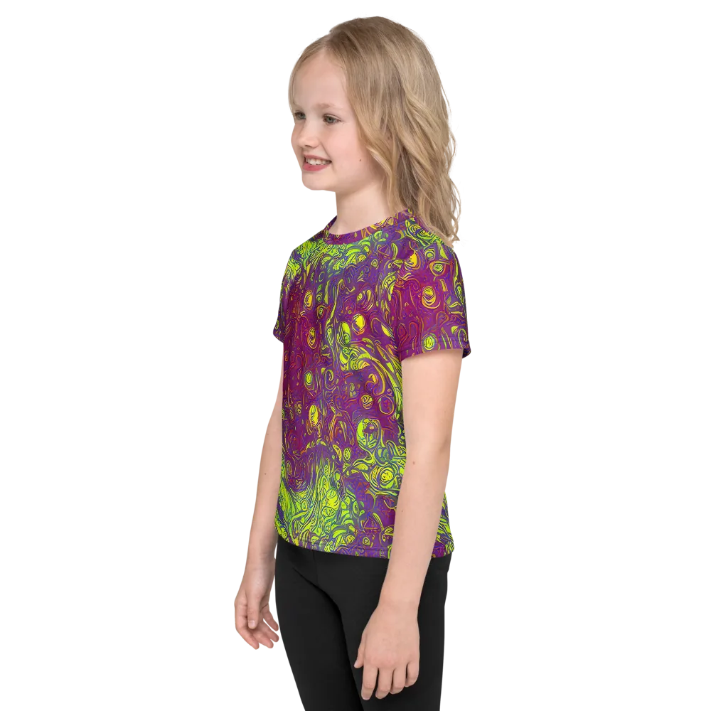 Neon Eruption on Kids Crew Neck T-Shirt — Left