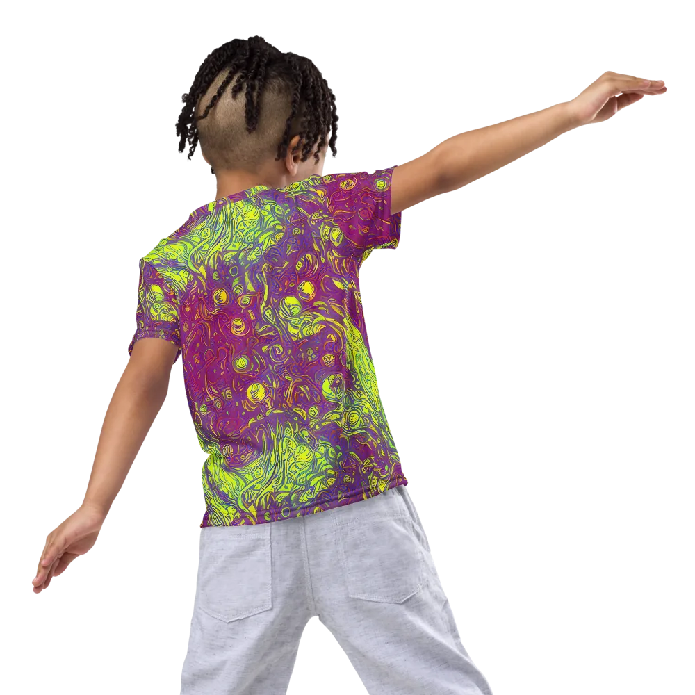 Neon Eruption on Kids Crew Neck T-Shirt — Back