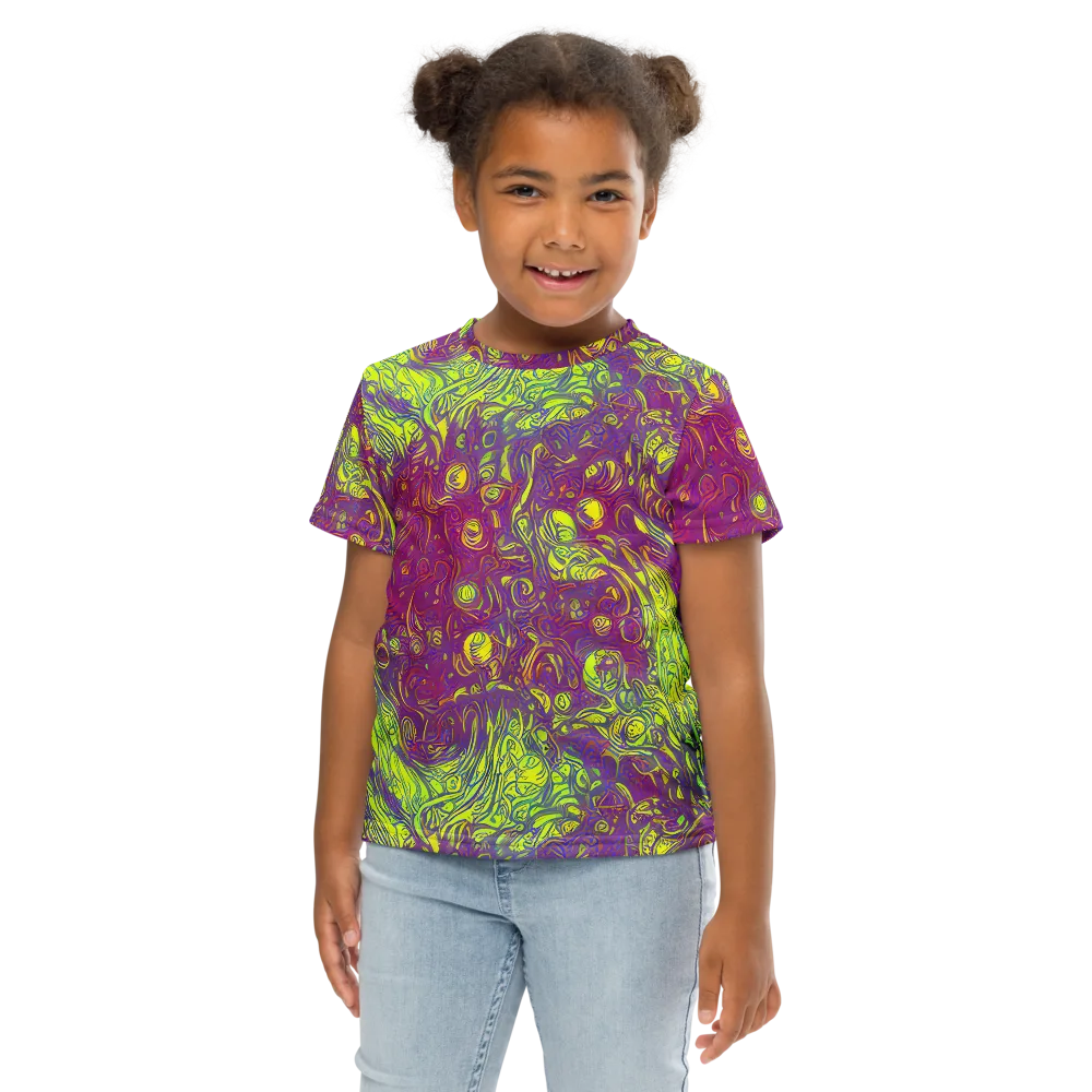 Neon Eruption on Kids Crew Neck T-Shirt — Front
