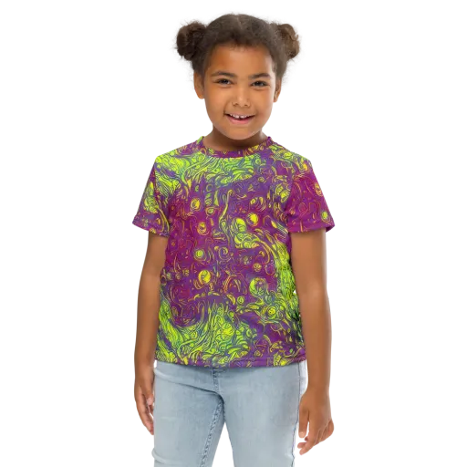 Neon Eruption on a Kids Crew Neck T-Shirt