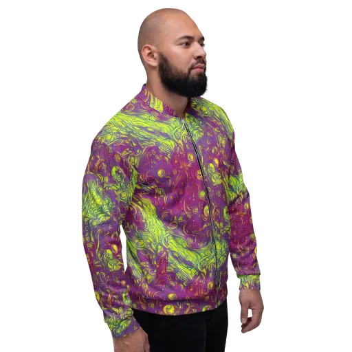 Neon Eruption on a Bomber Jacket