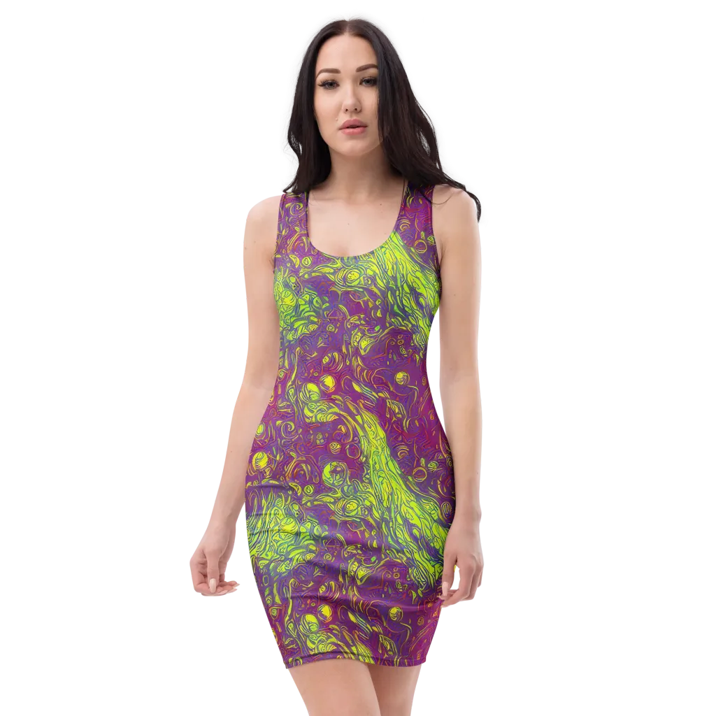 Neon Eruption on Bodycon Dress — Front