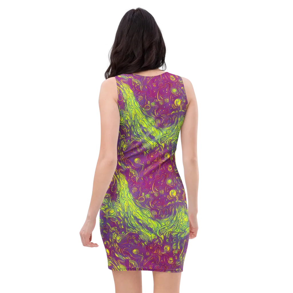Neon Eruption on Bodycon Dress — Back