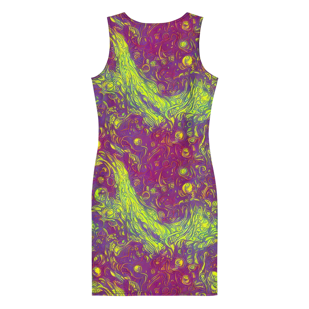Neon Eruption on Bodycon Dress — Back