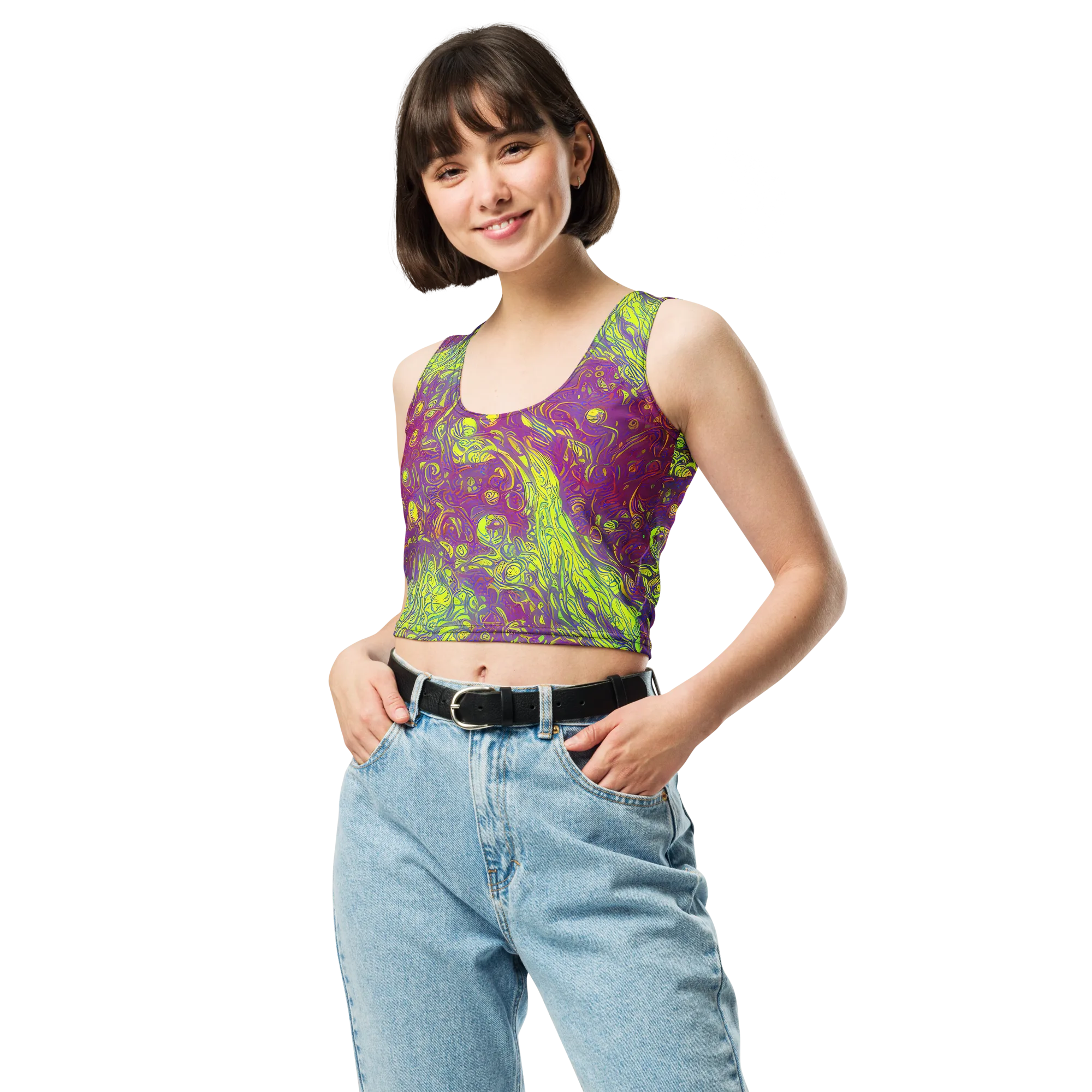 Neon Eruption on Crop Top — Front
