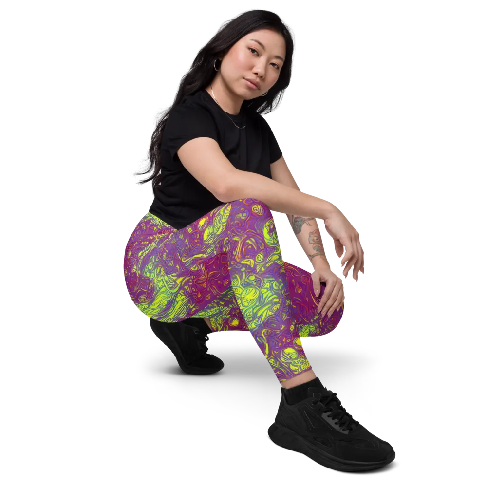 Neon Eruption on Leggings with Pockets — Right Front