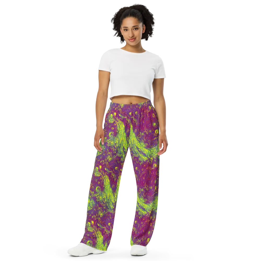 Neon Eruption on Wide-Leg Pants — Front