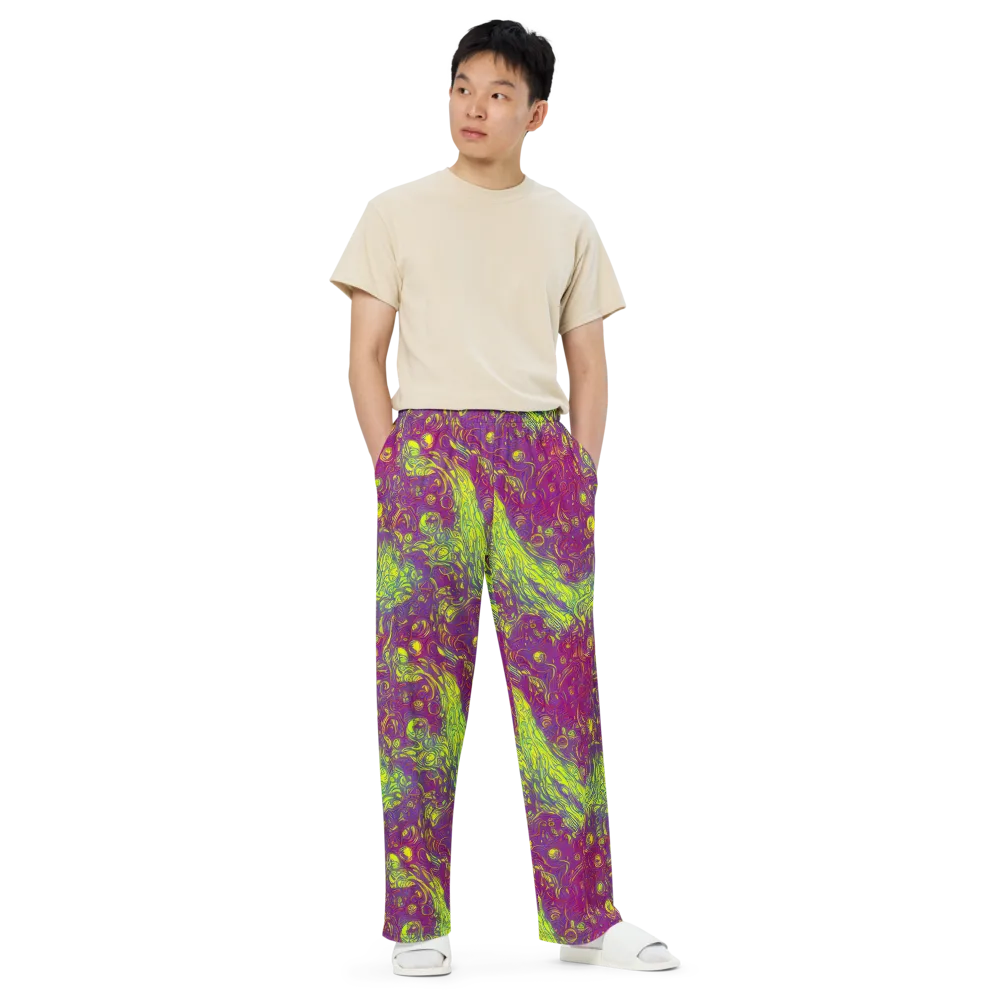 Neon Eruption on Wide-Leg Pants — Front