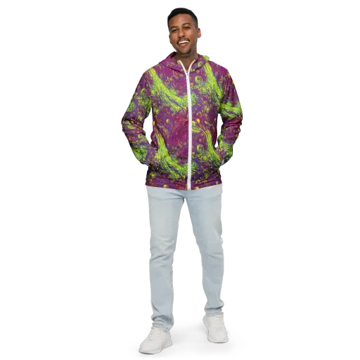 Neon Eruption on a Men's Windbreaker