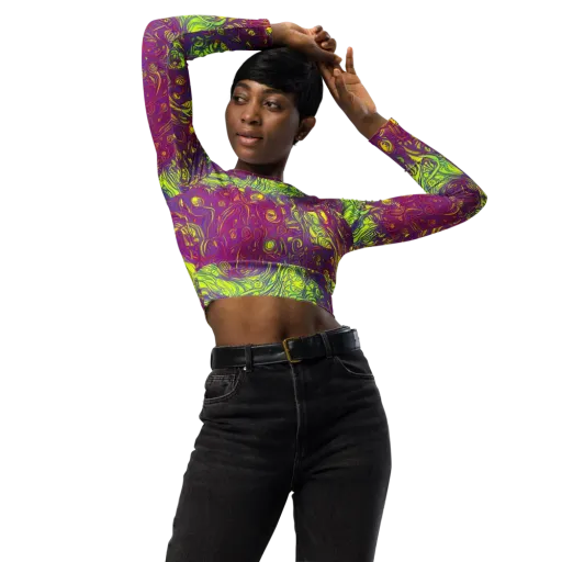 Neon Eruption on a Long Sleeve Crop Top