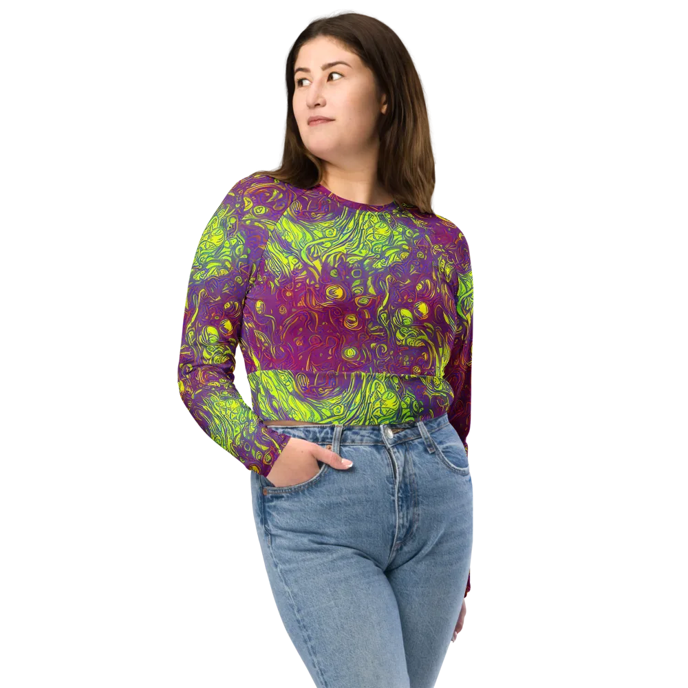 Neon Eruption on Long Sleeve Crop Top — Front