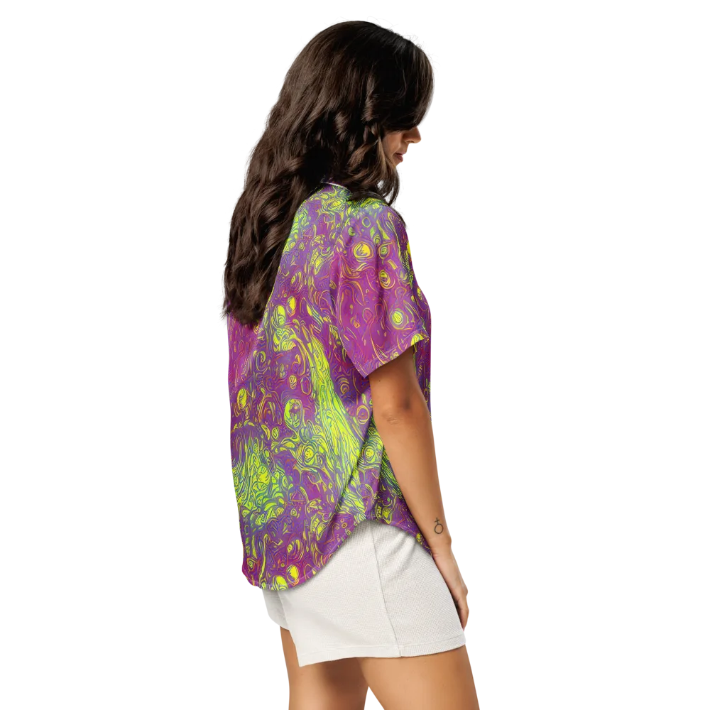 Neon Eruption on Women's Short Sleeve Pajama Top — Right Back