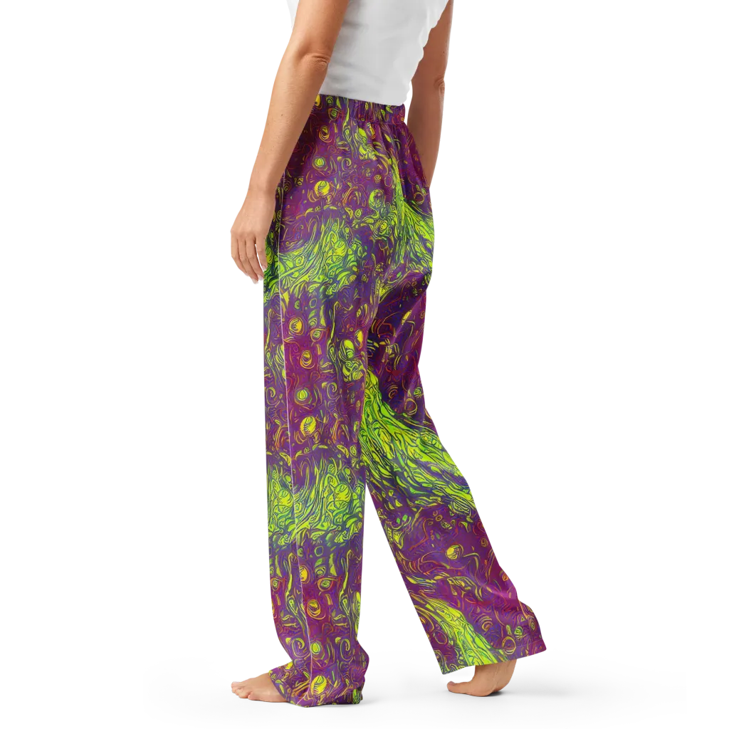 Neon Eruption on Women's Pajama Pants — Left