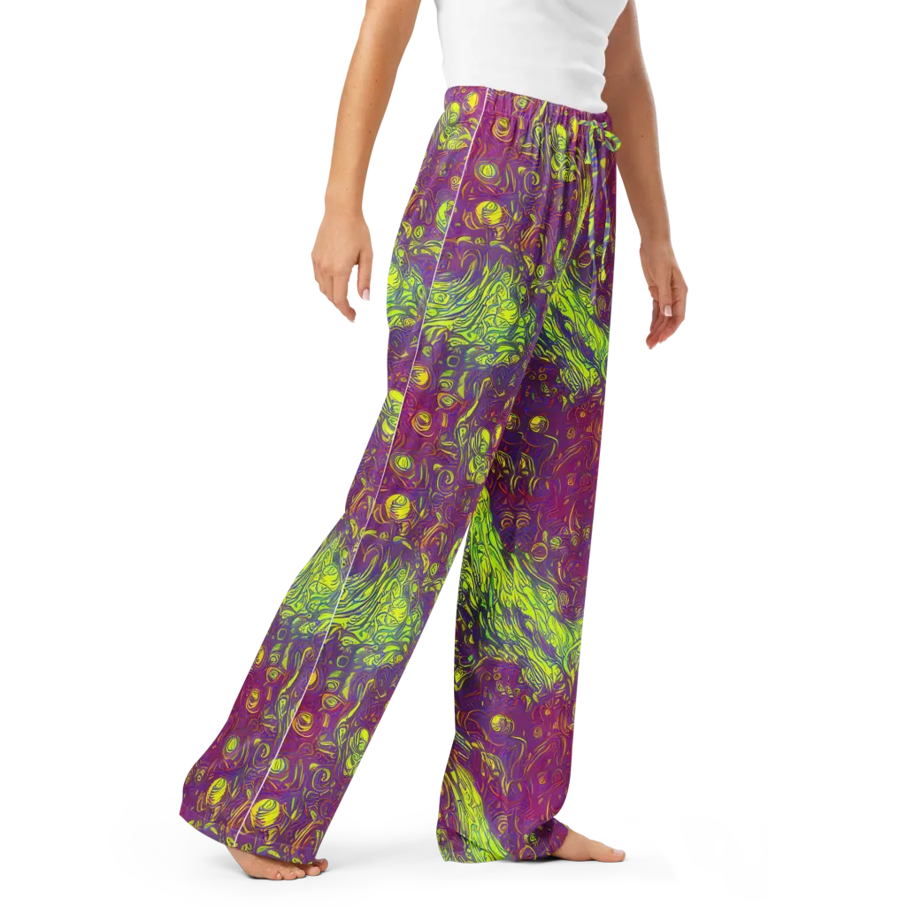 Neon Eruption on Women's Pajama Pants — Right Front