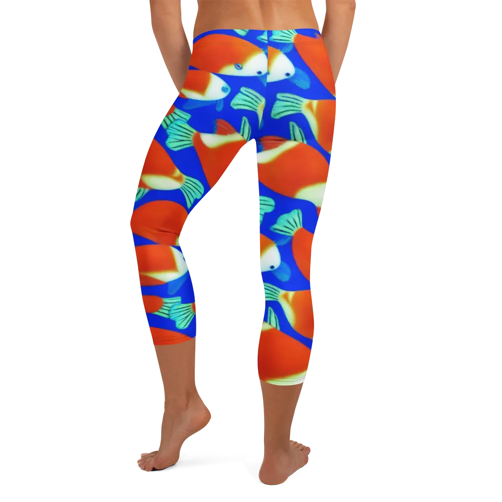 Electric Koi on Capri Leggings — Back