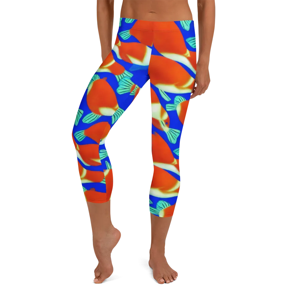 Electric Koi on Capri Leggings — Front
