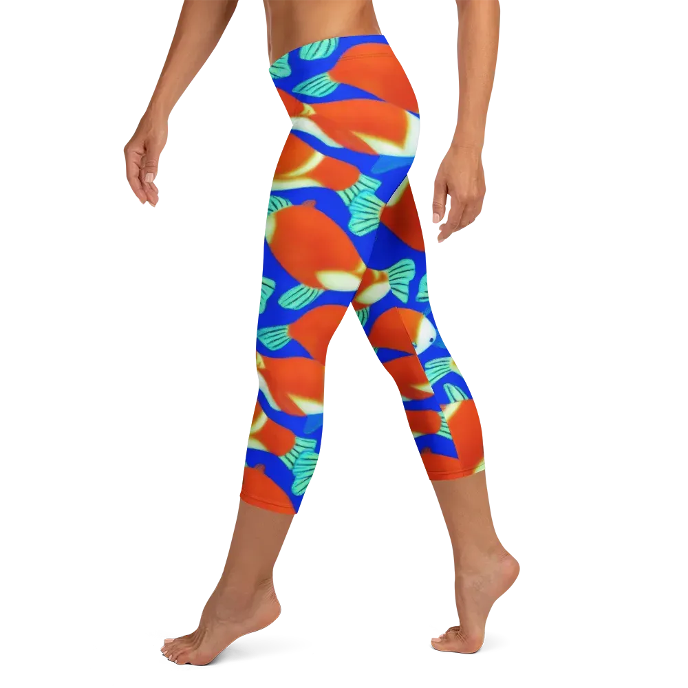 Electric Koi on Capri Leggings — Left