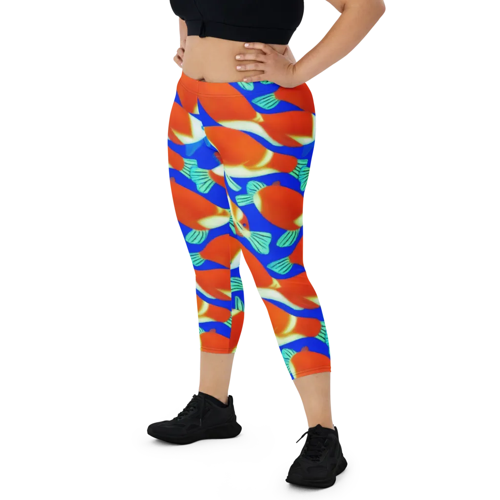 Electric Koi on Capri Leggings — Front